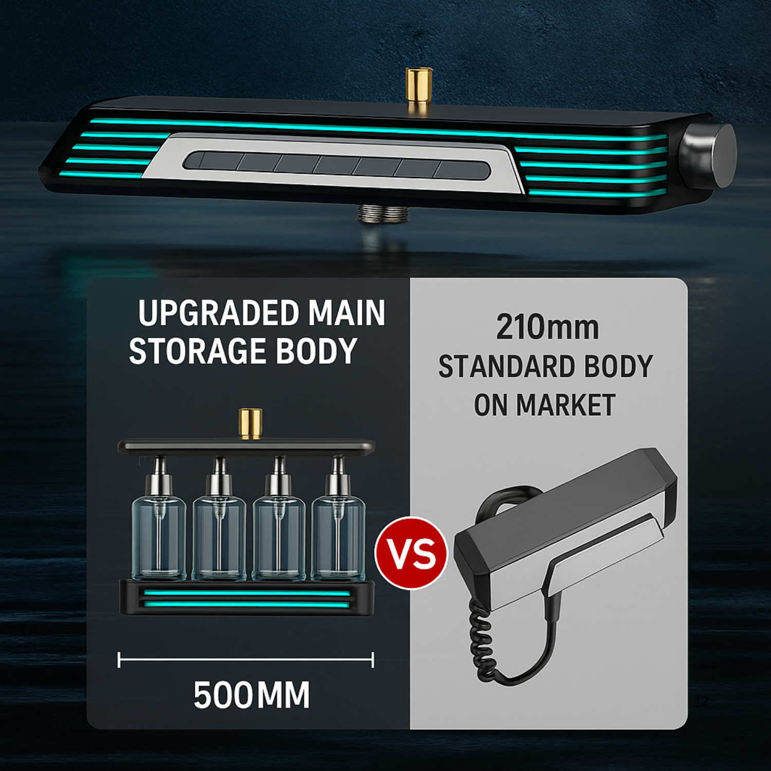 ZAP Zap X9 Shower Panel System | LED Temperature Display | Top Shower, Hand Shower, Body Jets & Bucket Filler | Multi-Function Wall-Mount Shower Unit | Gunmetal PVD Finish