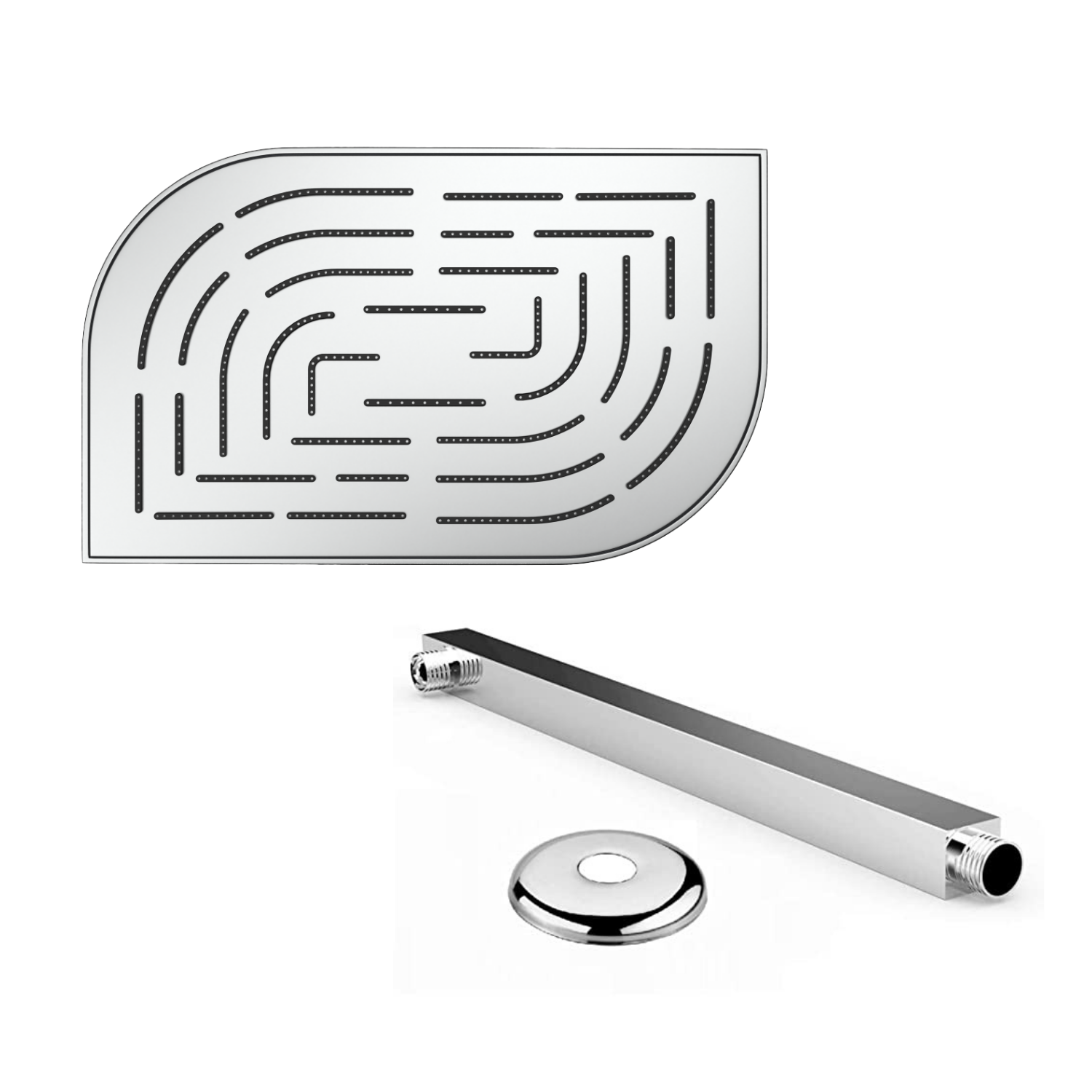 Zap Oval Maze 8899 Series Overhead Shower Without Shower Arm (SS, Brass Material, Silicon Nozzles, Wall Mounted, Self Cleaning)