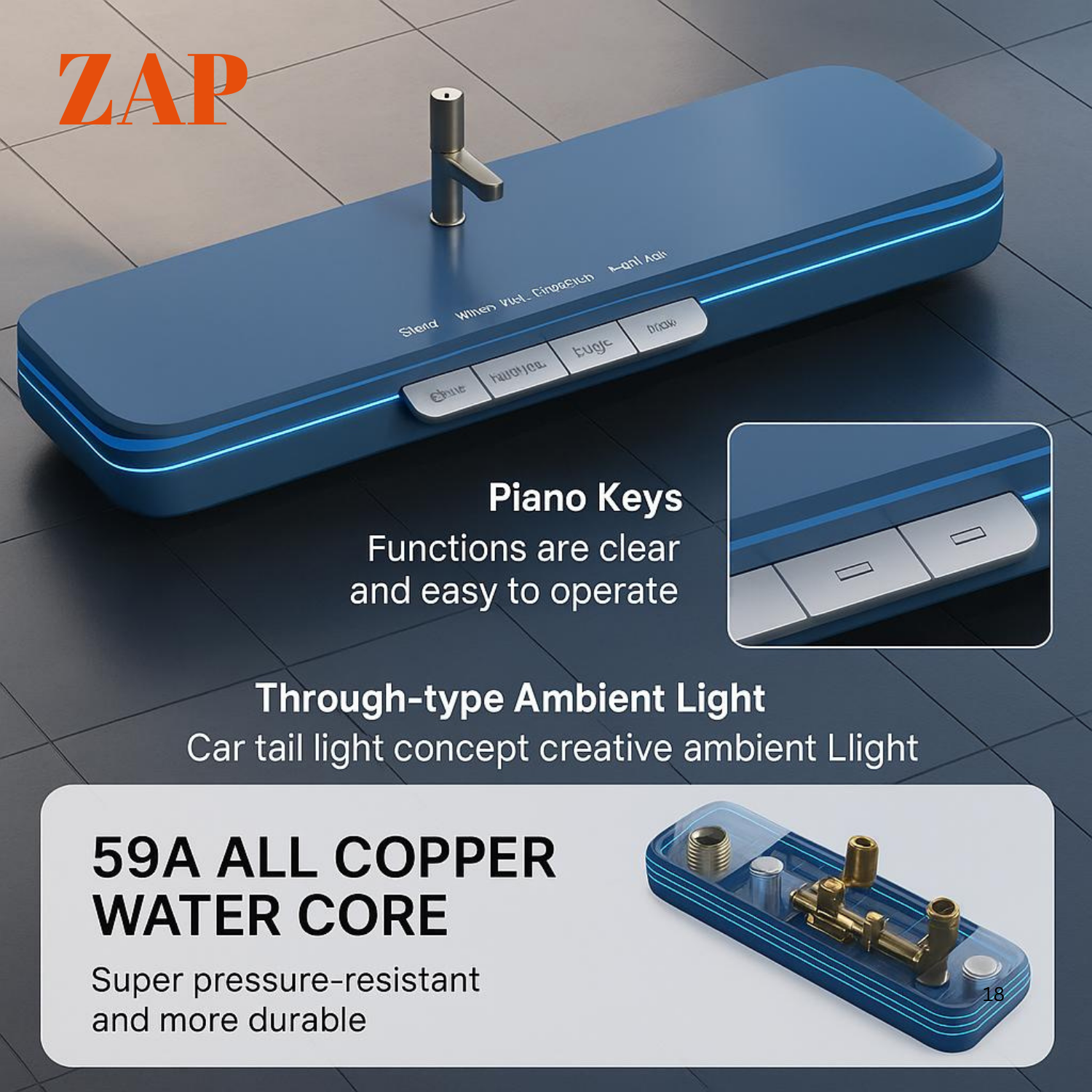 ZAP Zap X9 Shower Panel System | LED Temperature Display | Top Shower, Hand Shower, Body Jets & Bucket Filler | Multi-Function Wall-Mount Shower Unit | Gunmetal PVD Finish