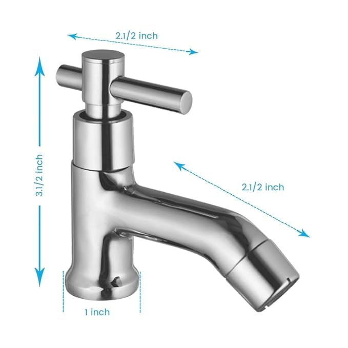 ZAP Mini Terrim Pillar Cock | Brass Body with Chrome Finish | Hot or Cold Water Quarter Turn Faucet for Bathroom Washbasin, Sink, Kitchen Tap | Deck Mount Installation