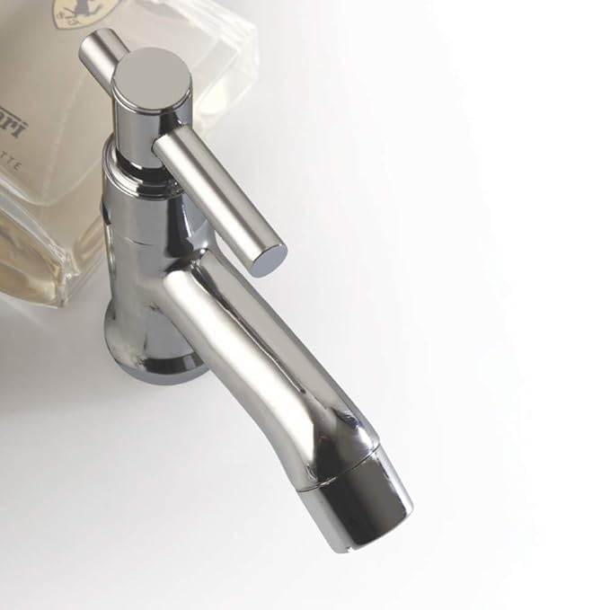 ZAP Mini Terrim Pillar Cock | Brass Body with Chrome Finish | Hot or Cold Water Quarter Turn Faucet for Bathroom Washbasin, Sink, Kitchen Tap | Deck Mount Installation