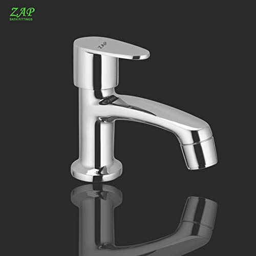 ZAP Pluto Pillar Cock | Premium Brass Long Body Bib Cock | Chrome Plated Hot or Cold Water Tap for Bathroom, Kitchen, Wash Basin | Sleek Modern Design