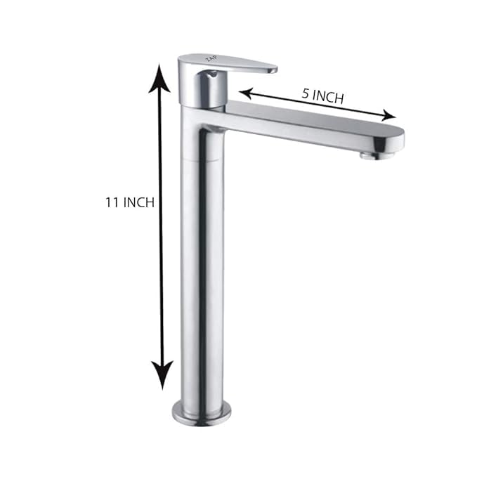 ZAP BREZZA Modern 11 Inch Kitchen Sink Faucet | Stainless Steel Tall Pillar Cock Tap for Bathroom and Washbasin | Sleek Contemporary Design | Durable and Rust-Resistant | Hot or Cold Water Tap