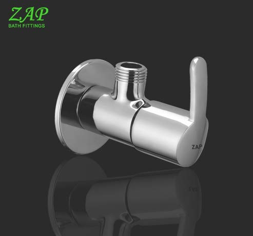 ZAP Prime Brass Angle Cock | Chrome Finish Angle Valve with Wall Flange | Quarter Turn Tap for Geyser, Sink, Jet Spray, and Bathroom/Kitchen Use | 15mm BSP | Hot & Cold Water Compatible | Made in India