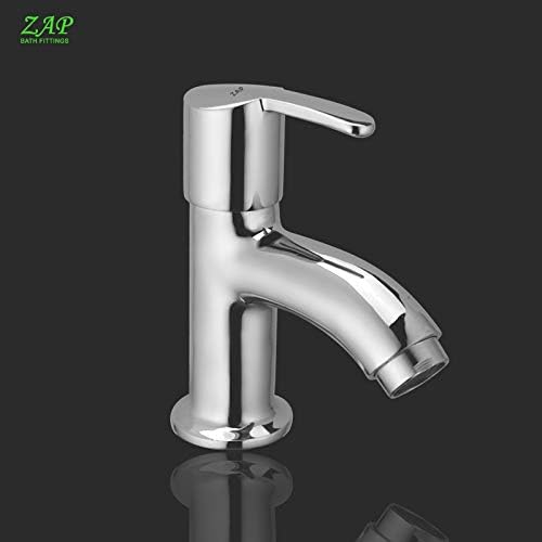 Zap Ocean Pillar Cock Tap | Full Brass Body with Chrome Finish | Hot or Cold Water Bathroom Wash Basin and Kitchen Sink Faucet | Deck Mount Installation