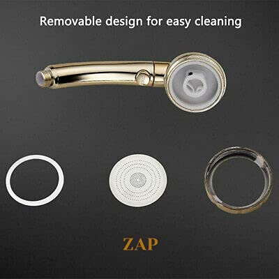 ZAP Detachable ABS High Pressure Handheld Shower | 3 Spray Modes + One-Key Water Stop | Chrome Finish | With Hose & Bracket