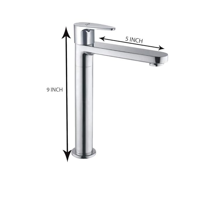 ZAP Brezza 9-Inch Tall Kitchen Sink Faucet | Stainless Steel Pillar Cock Tap for Bathroom, Washbasin, and Countertop | Sleek Modern Design | Rust-Resistant | Hot or Cold Water Tap