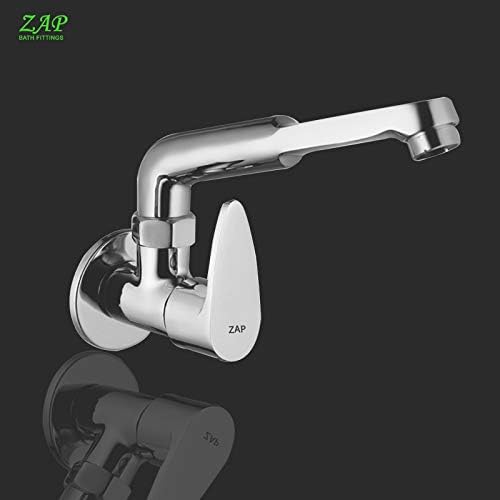 ZAP Brezza Heavy Curve Wall-Mount Kitchen Sink Tap | Chrome Finish | Brass Sink Cock for Home Use | Easy-to-Use Kitchen Faucet