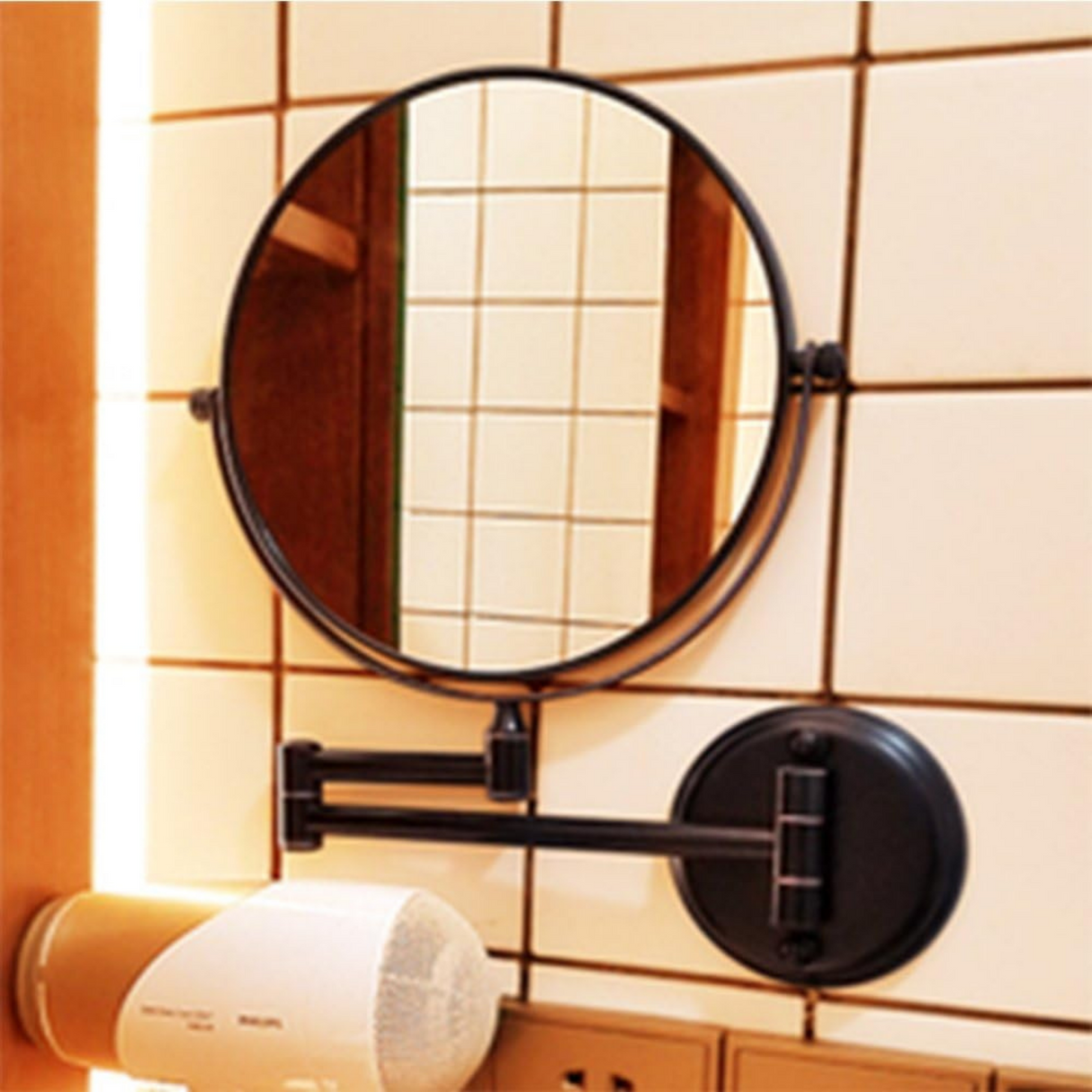 ZAP Felix 2013 Series Black LED Mirror 5X Zoom 360ยฐ Swivel Makeup Mirror - Stainless Steel Vanity Mirror Wall Mounted Size-8 inches