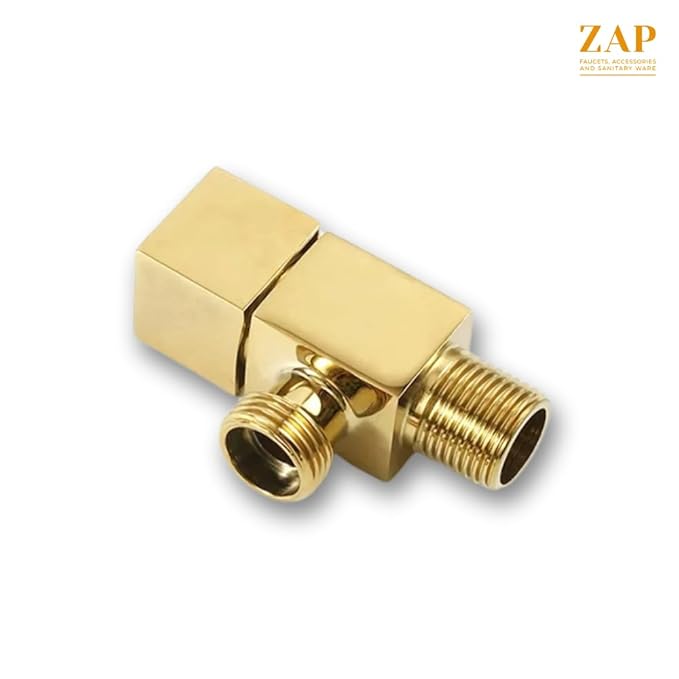 Square Brass Angle Valve with Square Wall Flange – Gold Finish