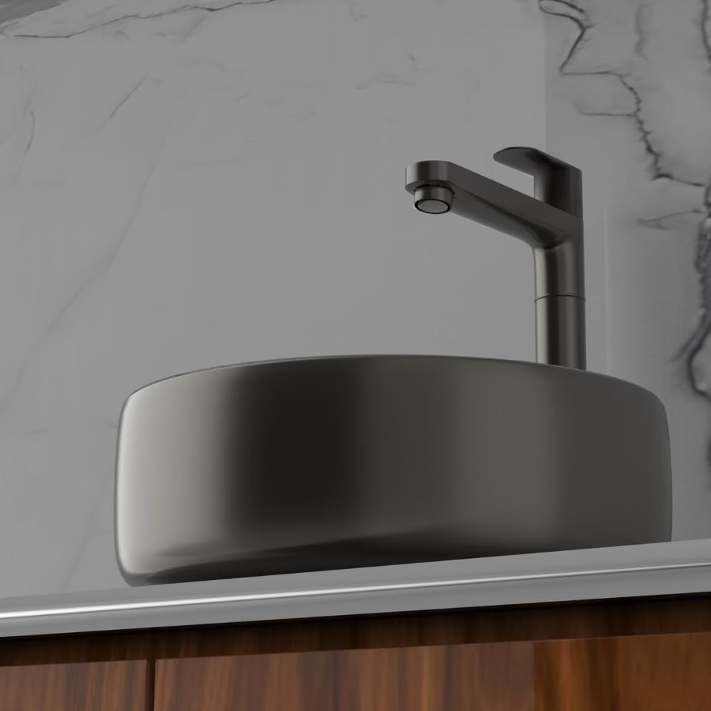 ZAP Ocean Series Brass Pillar Cock Tap 11-Inch Tall | Black PVD Coated Bathroom Faucet | Hot or Cold Water Tap for Wash Basin, Sink, Vanity | Stylish & Durable