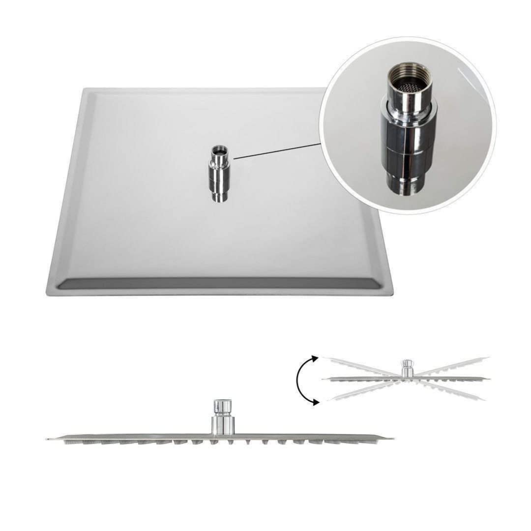 ZAP COMBO | HEXA ULTRA SQUARE 304 STAINLESS STEEL OVERHEAD SHOWER WITH ROD | SS 304 ABS SILICONE HAND SHOWER | HIGH-PRESSURE RAIN SHOWER | LEAK-PROOF | CHROME FINISH