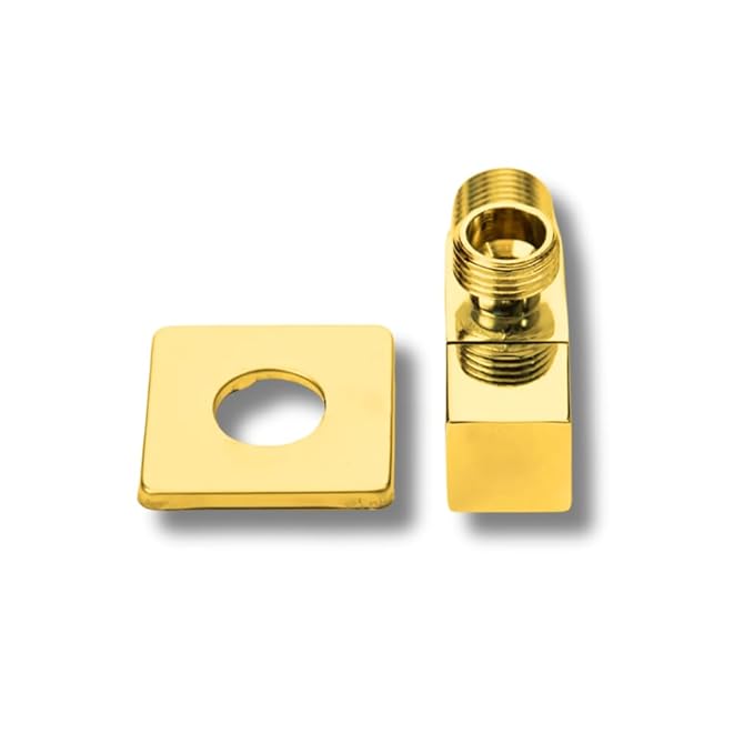 Square Brass Angle Valve with Square Wall Flange – Gold Finish