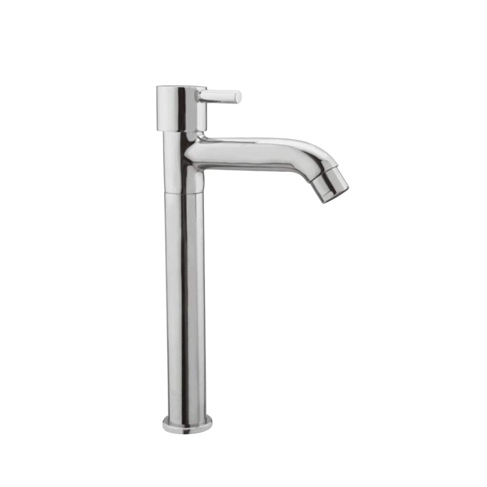 ZAP Flora Stainless Steel Tall Pillar Cock | Chrome Finish 11-Inch Faucet for Kitchen Sink, Bathroom Wash Basin, and Countertop Sinks | Hot or Cold Water Tap