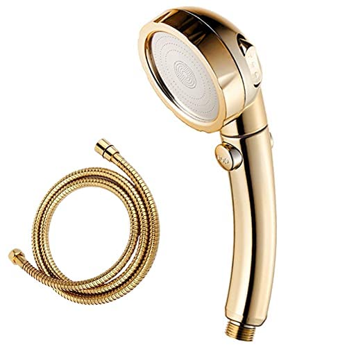 ZAP | Exotic Handheld Shower Set | High Pressure Shower Head | 3 Spray Modes | Detachable Hand Spray | ON/OFF Pause Switch | 1.5m Long Hose | Wall Mounted Shower Stand | Gold Finish