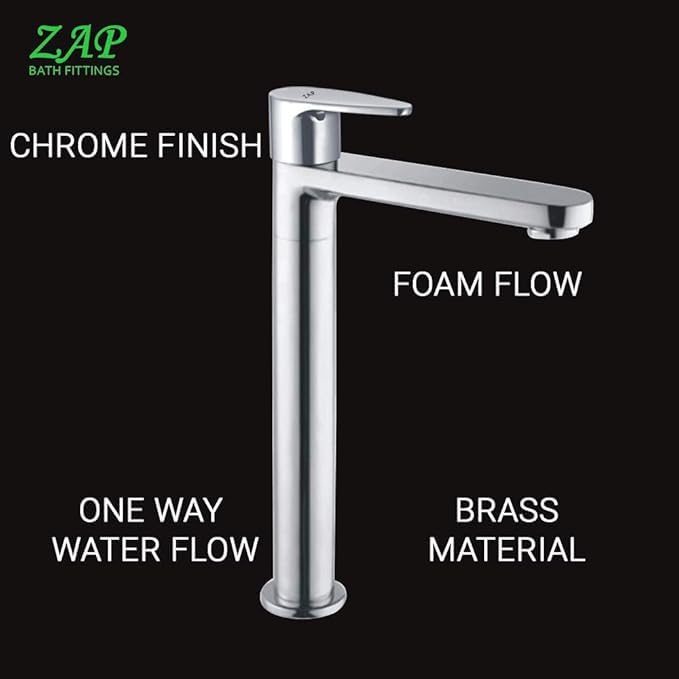 ZAP BREZZA Modern 11 Inch Kitchen Sink Faucet | Stainless Steel Tall Pillar Cock Tap for Bathroom and Washbasin | Sleek Contemporary Design | Durable and Rust-Resistant | Hot or Cold Water Tap