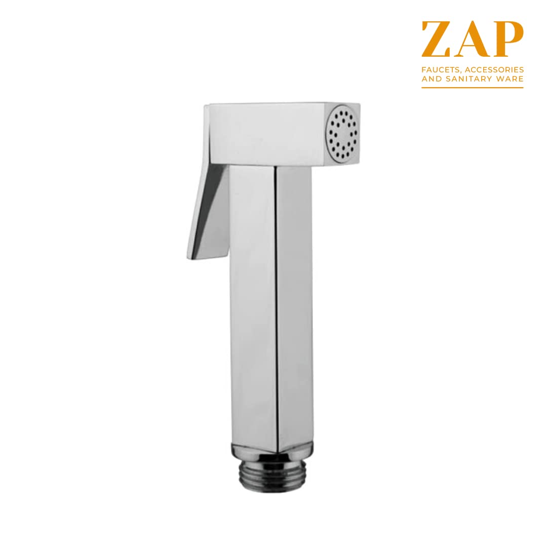 ZAP Cube Series Brass Health Faucet/Spray Gun – Set of 2 | Chrome Finish | Adjustable Water Pressure | G1/2" Thread | Anti-Clog Nozzle | For Bathroom & Toilet Use
