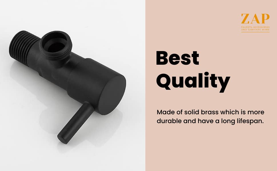 ZAP 3435 Turbo Stainless Steel Angle Valve Stop Cock Set – Wall-Mount, Black Finish