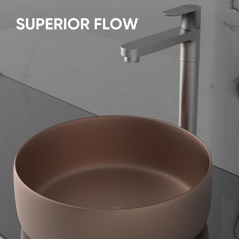 ZAP Ocean Series Brass Pillar Cock Tap 11-Inch Tall | Rose Gold Finish Bathroom Faucet | Hot and Cold Water Tap for Wash Basin, Sink, Vanity | Stylish & Durable Visit the ZAP Store