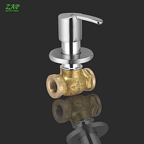 ZAP Brass Concealed Stop Cock 3/4 Inch | Chrome-Plated Quarter Turn Brass Valve with Adjustable Wall Flange | Heavy-Duty Concealed Tap for Bathroom, Basin & Geyser Fittings | Made in India