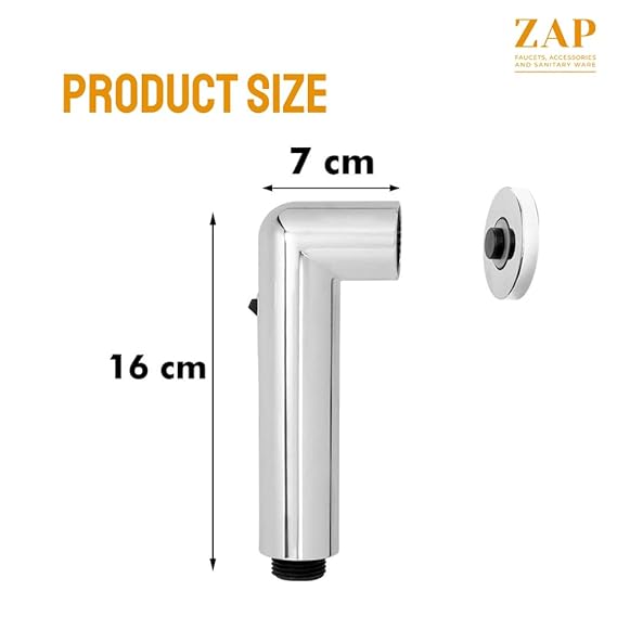 ZAP Elixir Series Health Faucet with Self-Adhesive Hook | Magnetic Handheld Bidet Sprayer with Flexible Tube | Adjustable Water Flow | Chrome Finish | ABS Body | for Bathroom & Toilet Hygiene