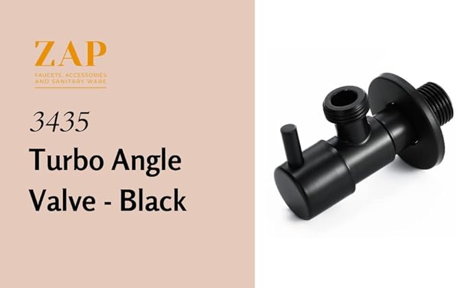 ZAP 3435 Turbo Stainless Steel Angle Valve Stop Cock Set – Wall-Mount, Black Finish