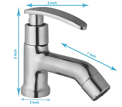 ZAP Arrow Brass Pillar Cock | Chrome Finish Durable Brass Body | Deck Mounted Tap for Basin & Sink | Hot or Cold Water Tap