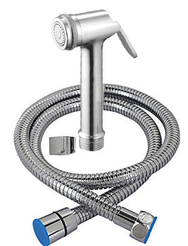 ZAP Delta Brass Health Faucet | Handheld Toilet Spray Gun | Chrome Finish | 1.25m Stainless Steel Hose | Wall Hook & Clutch Set | Bidet Sprayer for Bathroom Use