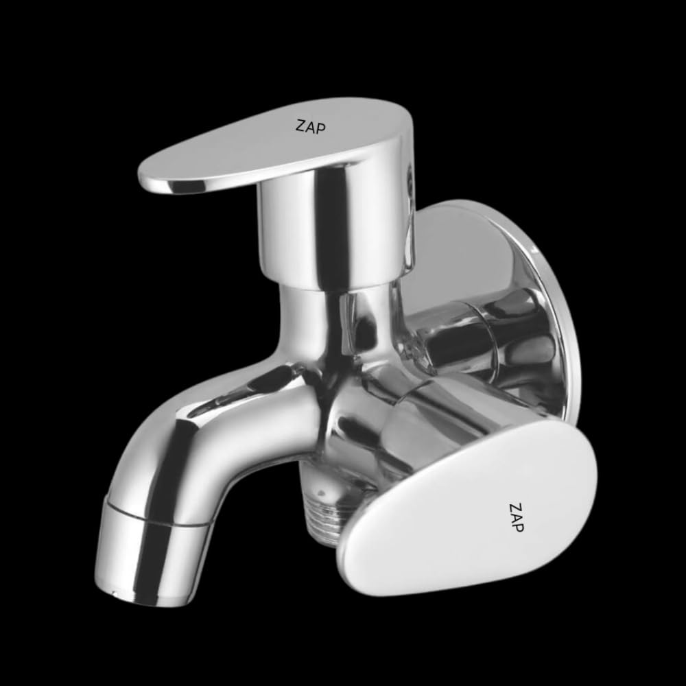 ZAP Prime 2-in-1 Brass Bib Cock Tap | Wall Mounted Chrome Finish Sink Tap with 360° Swivel Spout | Washing Machine & Kitchen/Bathroom Use | Water-Saving Aerator | 15mm BSP | Made in India