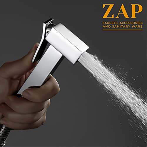 ZAP Stainless Steel Health Faucet Set | Handheld Toilet Bidet Sprayer with Hose & Wall Hook | Adjustable Pressure | Leak-Proof | Easy DIY Installation | Multipurpose Use Visit th