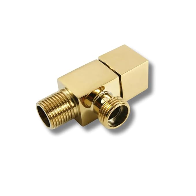 Square Brass Angle Valve with Square Wall Flange – Gold Finish