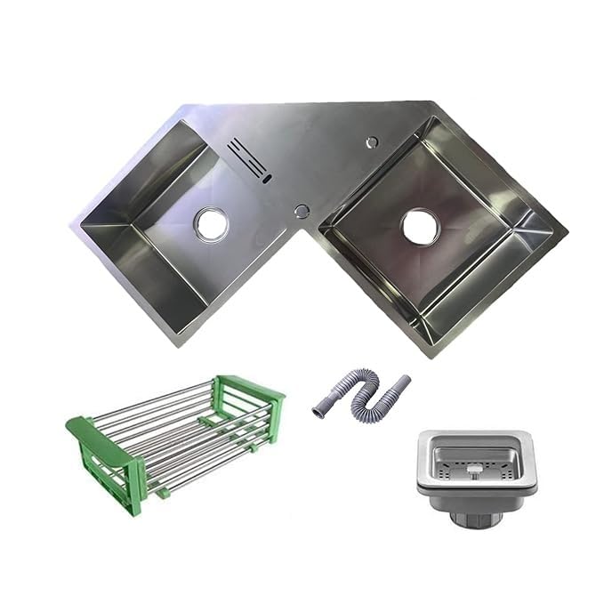 ZAP Millennium Series 36x36 Inch Kitchen Sink with Drain Board | 304 Grade Stainless Steel Single Bowl Sink | Includes Waste Kit, Pipe & Basket Drainer