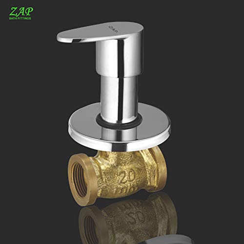 ZAP Pluto Series Concealed Stop Cock | Brass Quarter Turn Valve with Ceramic Disc Cartridge | Ideal for Toilet, Bathroom & Shower Use | 15mm BSP | Chrome Finish | Made in India