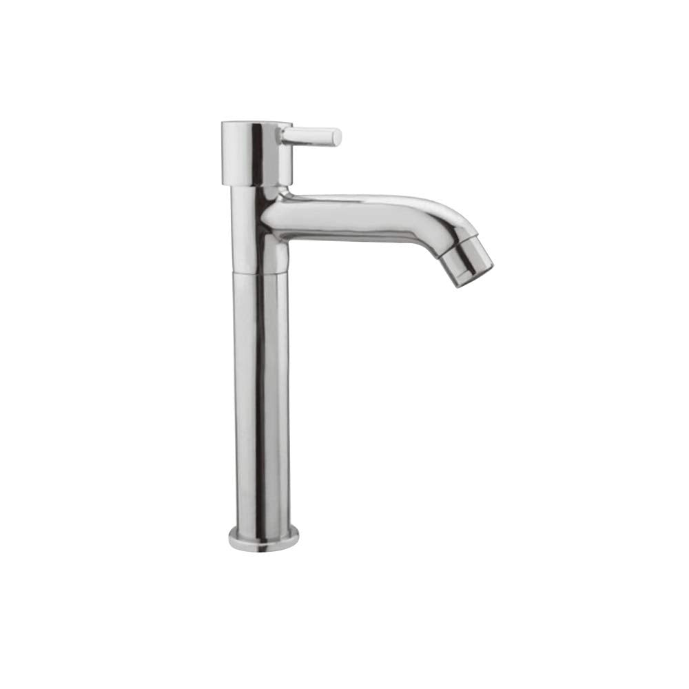 ZAP Flora Stainless Steel Tall Pillar Cock | Chrome Finish 9-Inch Faucet for Kitchen Sink, Bathroom Wash Basin, and Countertop Sinks | Hot or Cold Water Tap