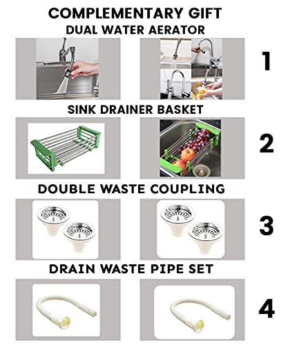 ZAP Deluxe Matte Finish SS-304 Grade Double Bowl Kitchen Sink – 36x20x10 Inch | 2.5 mm Thick Stainless Steel Sink for Modular Kitchens | Noise Reduction | Easy Drainage | Rust-Resistant