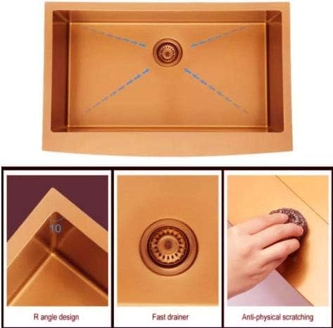 ZAP Millennium Series 24x24 Rose Gold Stainless Steel Single Bowl Kitchen Sink | Deep, Square Design with Soundproofing | Includes All-in-One Waste Kit | Modern Rose Gold Finish