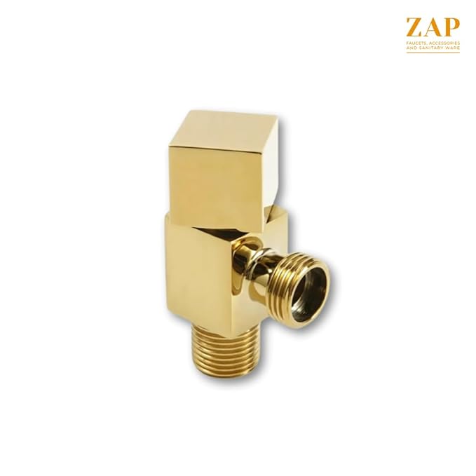 Square Brass Angle Valve with Square Wall Flange – Gold Finish