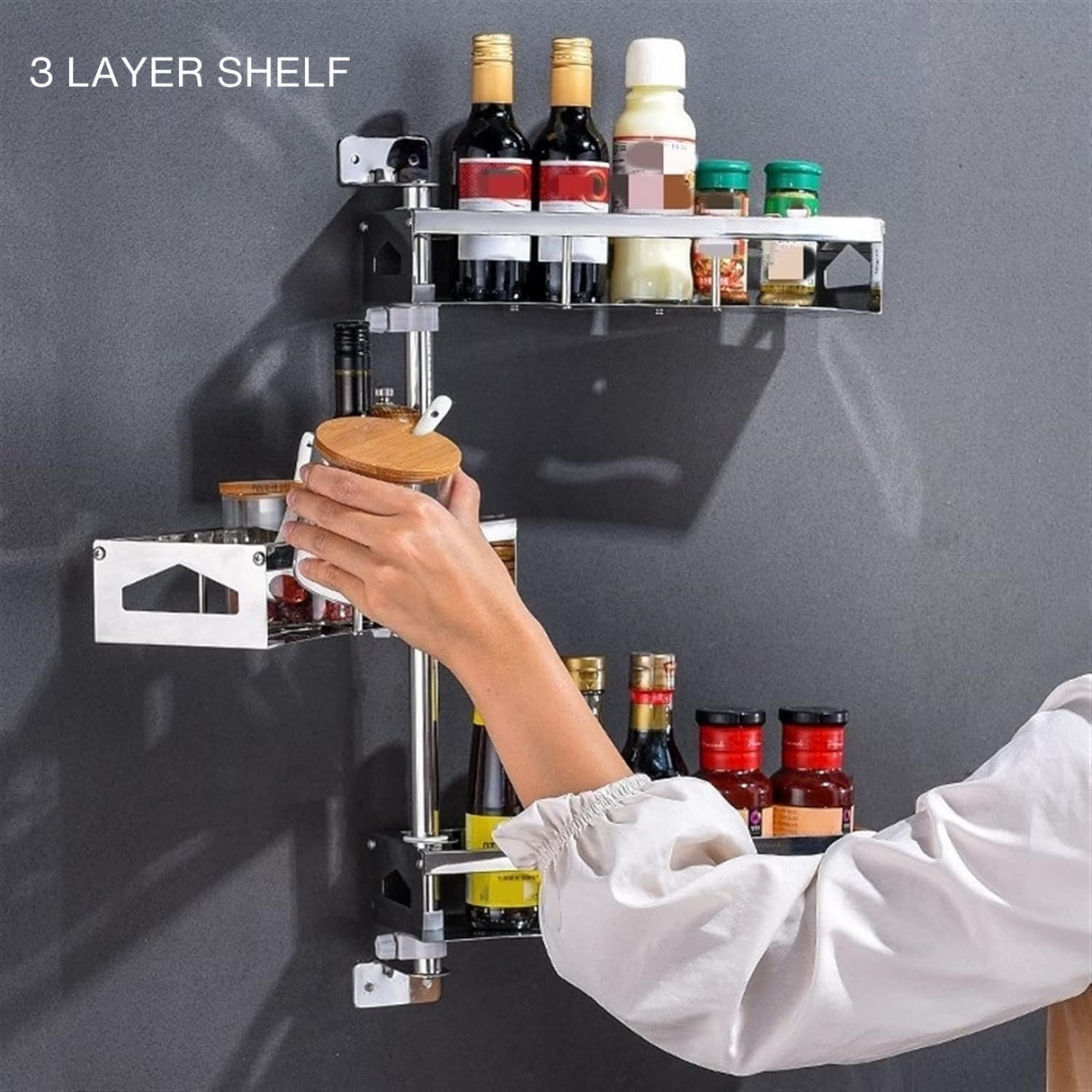 ZAP Continental ZXR117 SS 3 Layer Organizer Rack - Adjustable and 180 Degree Rotational Size- 46 x 31 x 13 cm