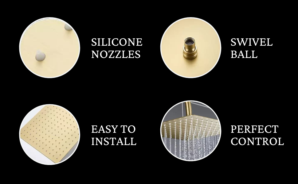 Elixir Gold Overhead Shower with Silicone Nozzles