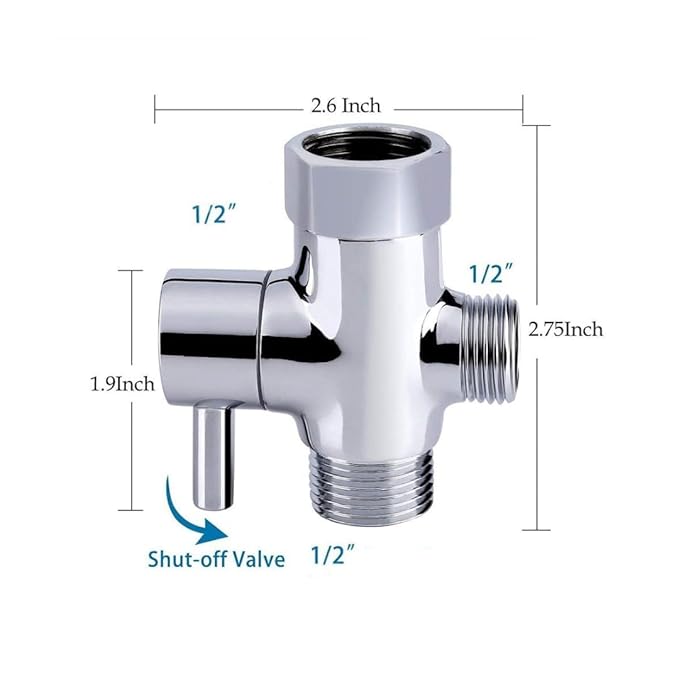 ZAP 3232 3-in-1 Solid Brass Angle Valve | 3-Way Shower Diverter with Valve | Bathroom Fitting for Tap, Hand Shower & Jet Spray | Chrome Finish | Rust Resistant & Durable