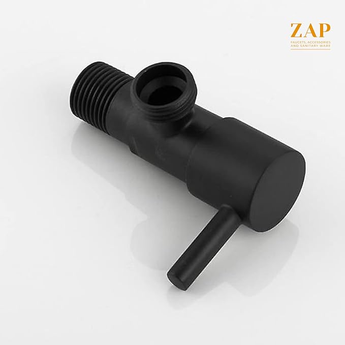 ZAP 3435 Turbo Stainless Steel Angle Valve Stop Cock Set – Wall-Mount, Black Finish