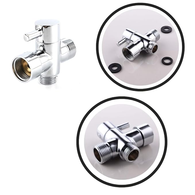 ZAP 3232 3-in-1 Solid Brass Angle Valve | 3-Way Shower Diverter with Valve | Bathroom Fitting for Tap, Hand Shower & Jet Spray | Chrome Finish | Rust Resistant & Durable