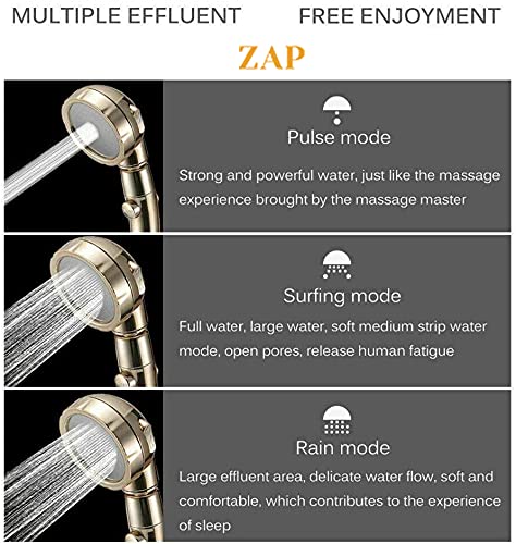 ZAP Detachable ABS High Pressure Handheld Shower | 3 Spray Modes + One-Key Water Stop | Chrome Finish | With Hose & Bracket