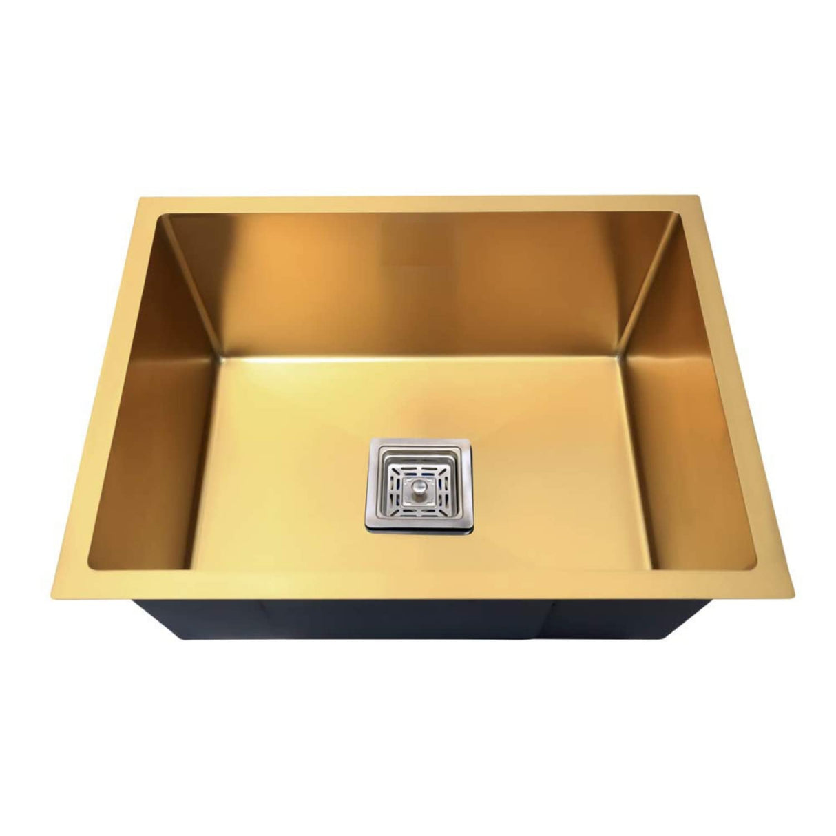 Zap Kitchen Sink Single Bowl 24x18 Inch | Gold Finish | 304 Stainless Steel | Dual Water Aerator, Sink Drainer Basket, Waste Coupling & Pipe | R Angle Corners | Smooth Drainage | Noise Reduction Pads