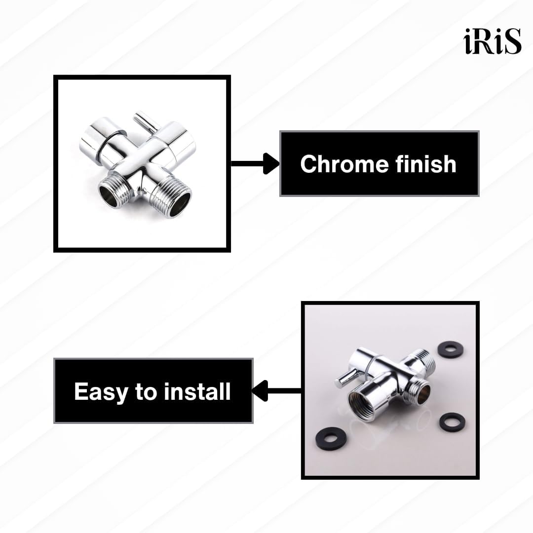 ZAP 3232 3-in-1 Solid Brass Angle Valve | 3-Way Shower Diverter with Valve | Bathroom Fitting for Tap, Hand Shower & Jet Spray | Chrome Finish | Rust Resistant & Durable