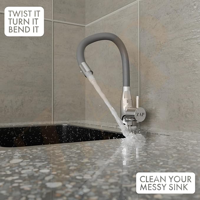 Grey Flexible Spout Swan Neck Kitchen Tap