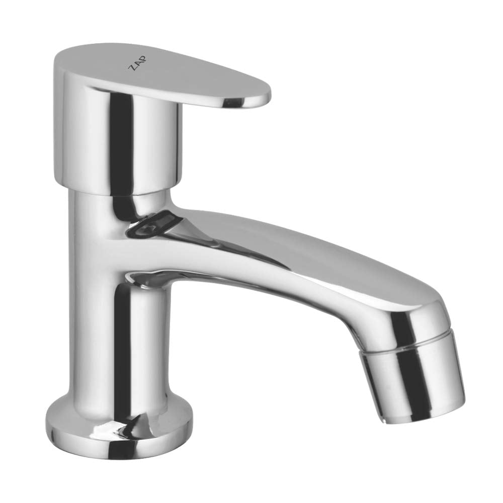 ZAP Pluto Pillar Cock | Premium Brass Long Body Bib Cock | Chrome Plated Hot or Cold Water Tap for Bathroom, Kitchen, Wash Basin | Sleek Modern Design