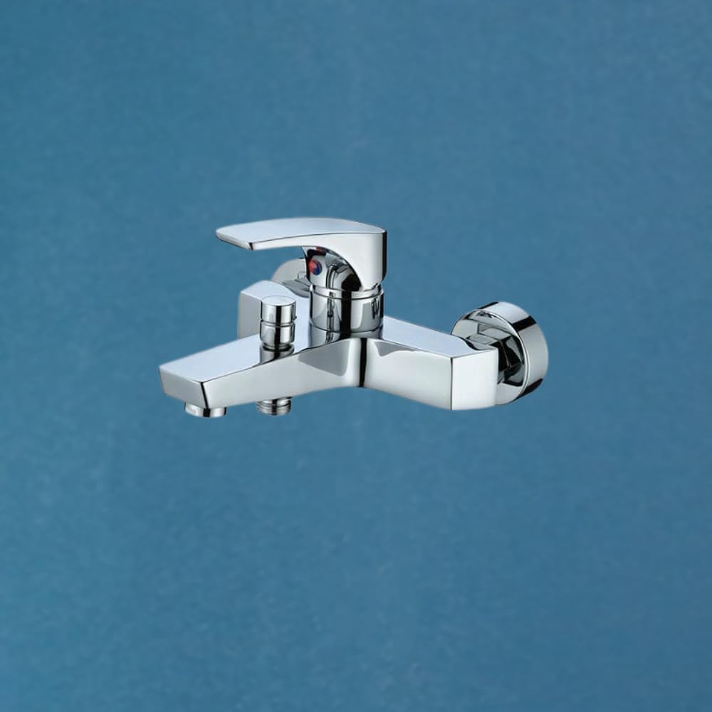 ZAP Ocean Series 3-in-1 Single Lever Wall Mixer Tap | 100% Brass Bathroom Fitting with Hand Shower Provision | Chrome Finish | Hot & Cold Water Control | Wall Mounted | Made in India