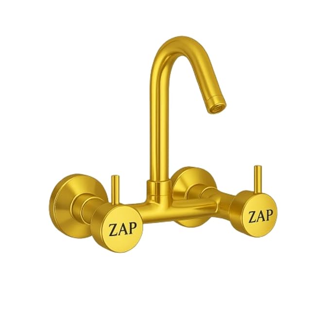 Elixir Sink Mixer Hot & Cold Gold PVD Finish Wall Mount Tap