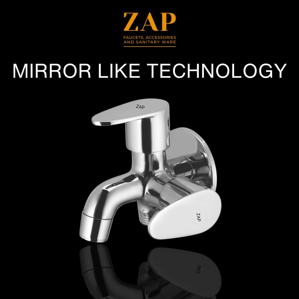 ZAP Prime 2-in-1 Brass Bib Cock Tap | Wall Mounted Chrome Finish Sink Tap with 360° Swivel Spout | Washing Machine & Kitchen/Bathroom Use | Water-Saving Aerator | 15mm BSP | Made in India